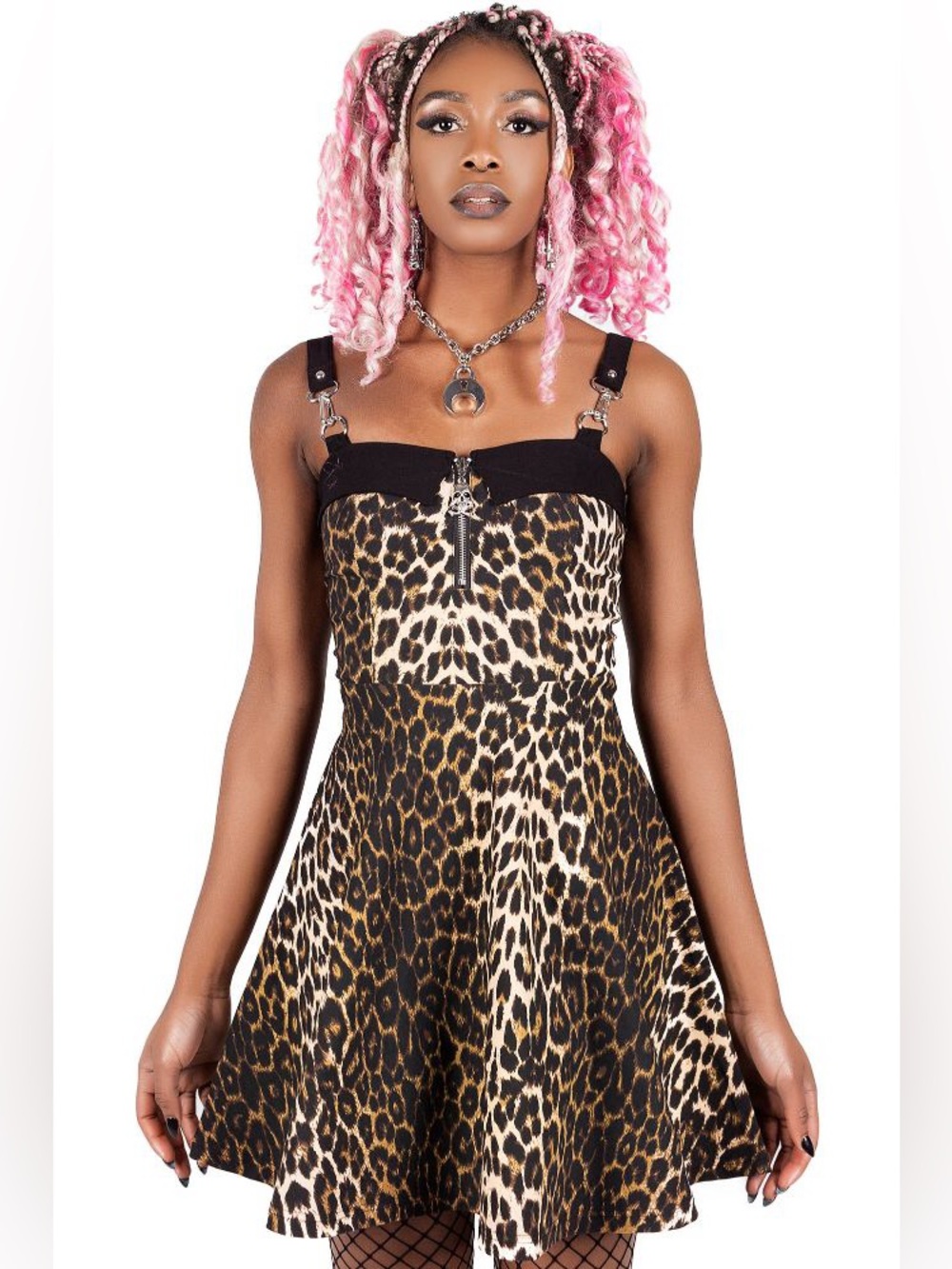 KILLSTAR S XS Wild Side Skater Dress • Leopard Print Mini • Goth Grunge Punk Emo